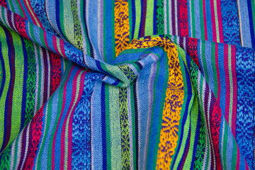 Mexiko Stoff im Ethno Look, blau, 0,5 m